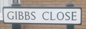 Road sign for Gibbs Close